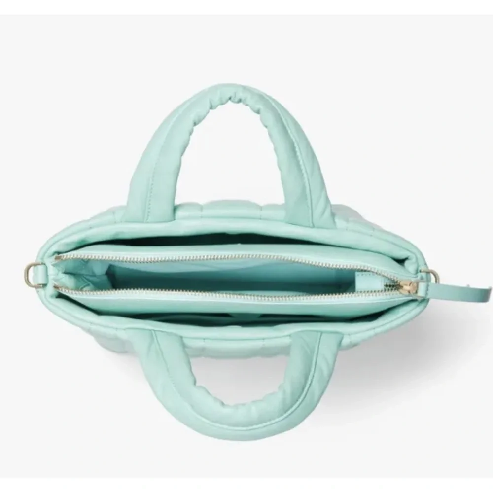 Kate Spade Softwhere Quilted Leather Mini Tote Crossbody Summer Rain Turquoise